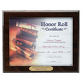 Walnut Finish Certificate Holder Plaque w/Engraving Plate (Slide-In Opening)